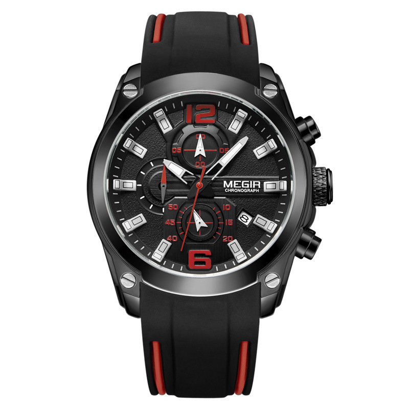 MEGIR Multifunction Chronograph Calendar Sports Watch For Men 2063_voghion.com