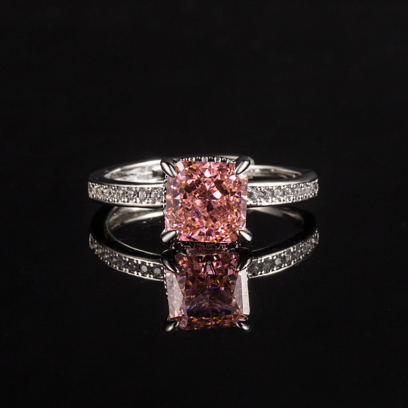 Live broadcast of the new Papalacha ice flower cut ring for women in light pink, simple and high drag luxury set with_voghion.com