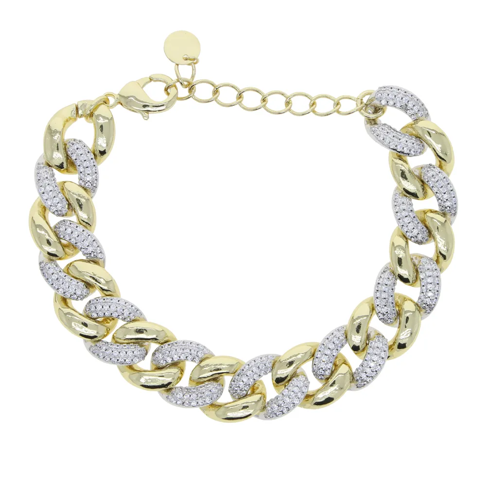 Collana choker a catena cubana bicolore statement per donna_voghion.com