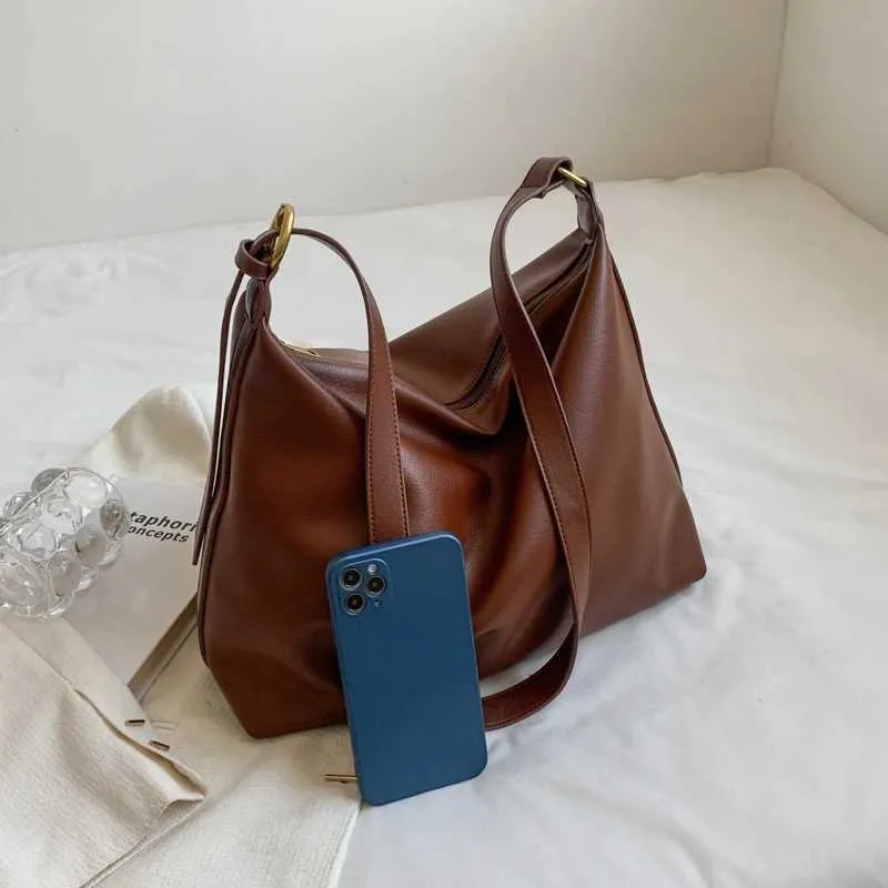 Lässige Schulter Mode Shopping Einfarbig Retro Große Designer Reißverschluss Damen Taschen Y241216_voghion.com