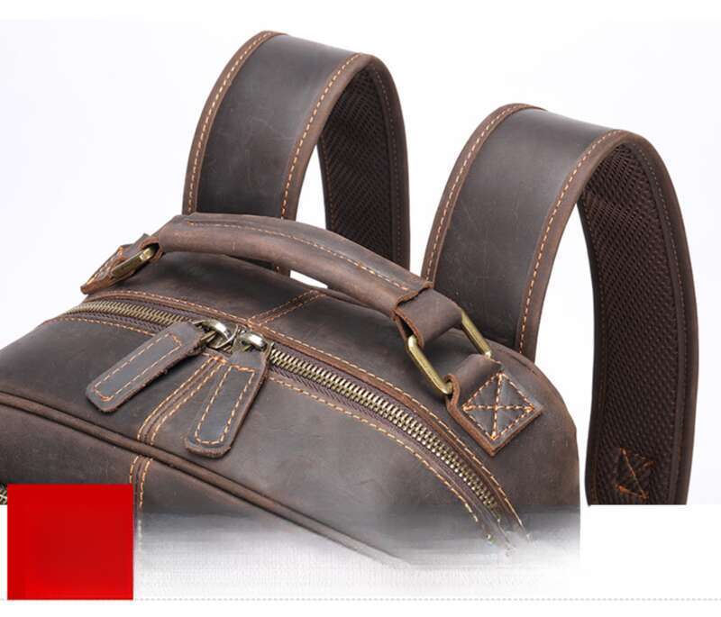 Genuine Running Backpack, Large Capacity Cowhide Leather Travel Bag, Men's_voghion.com