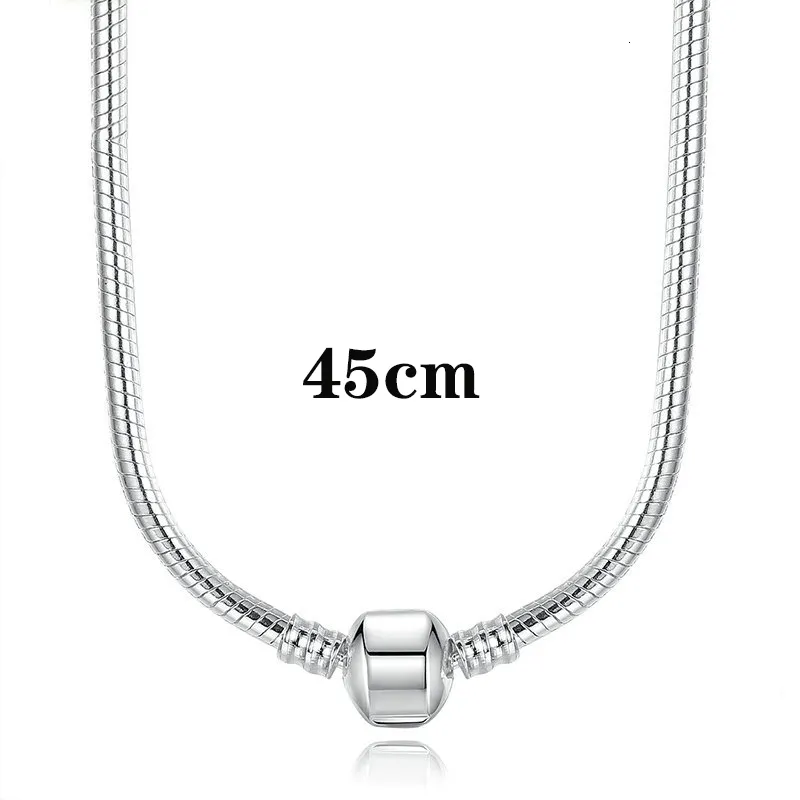 Necklaces Sier Simple Snake Necklace Fit Original Bone Charm Bead Pendant For Women Pandor DIY Jewelry Accessorie 230426_voghion.com