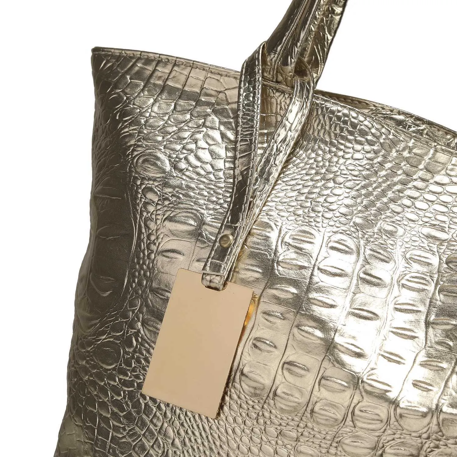 Elegant Large Tote Shoulder Handbag In Black Gold And Silver_voghion.com
