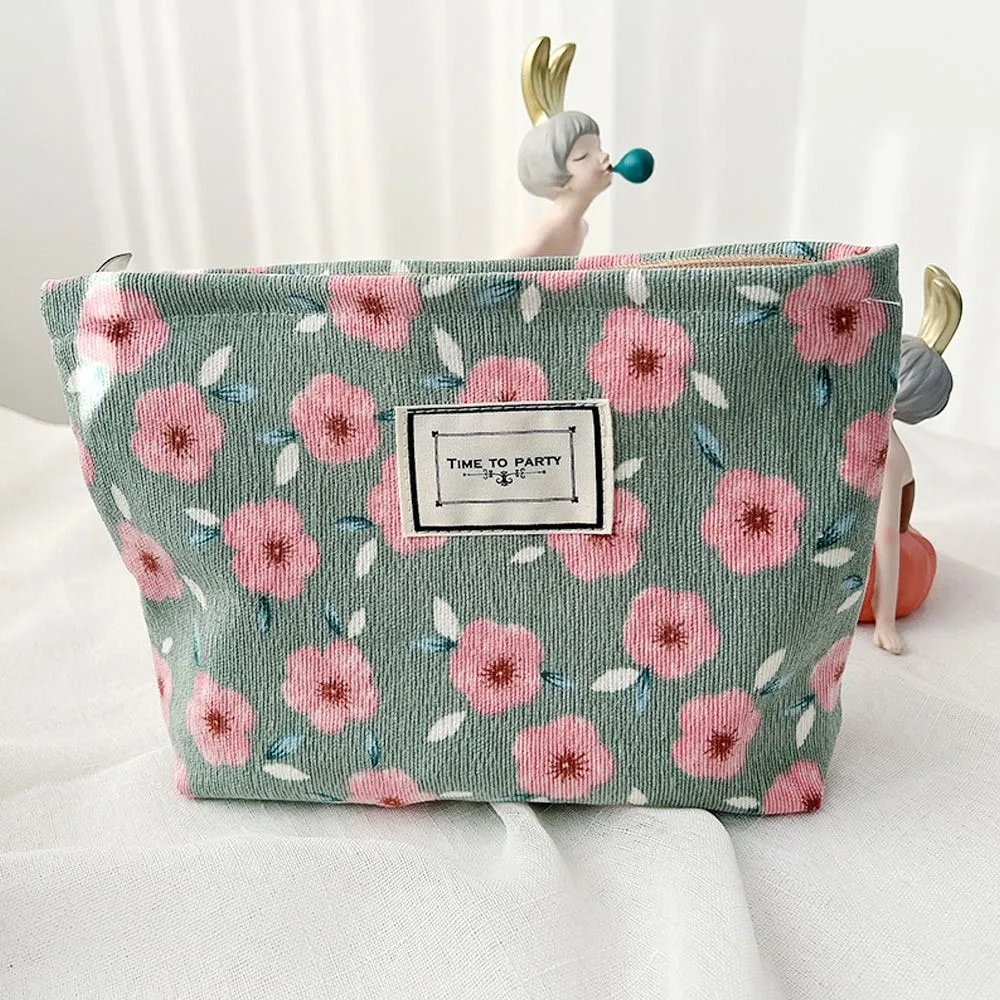 Trousse de toilette en jacquard floral, simple et tendance, grande capacité, idéale pour les voyages, les soins de la peau, les produits de toilette et le maquillage_voghion.com