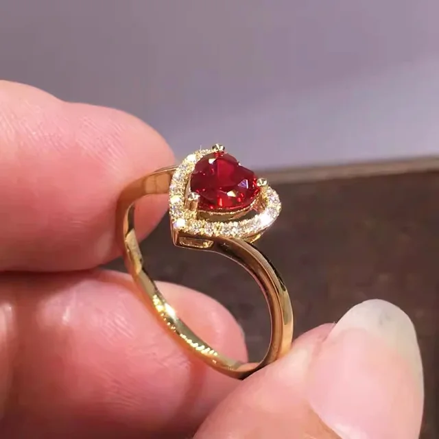Hot sales Huitan New Hot Sale Red Heart Designed Female Rings Simple Stylish Gold Color Daily Wear Finger Accessories Chic Wedding_voghion.com