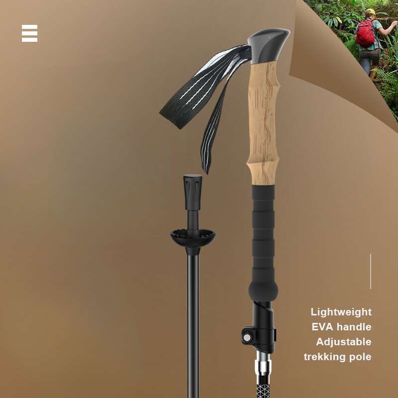 Professional Outdoor With 7075 Aluminum Alloy Telescopic Folding Handle, Anti Slip Walking Cane For Hiking_voghion.com