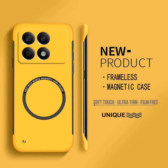 Ultratynt hardt PC-magnetisk rammeløst telefondeksel til Xiaomi Poco X6 F3 F4 F5 Pro matt, rent farget ensfarget deksel_voghion.com