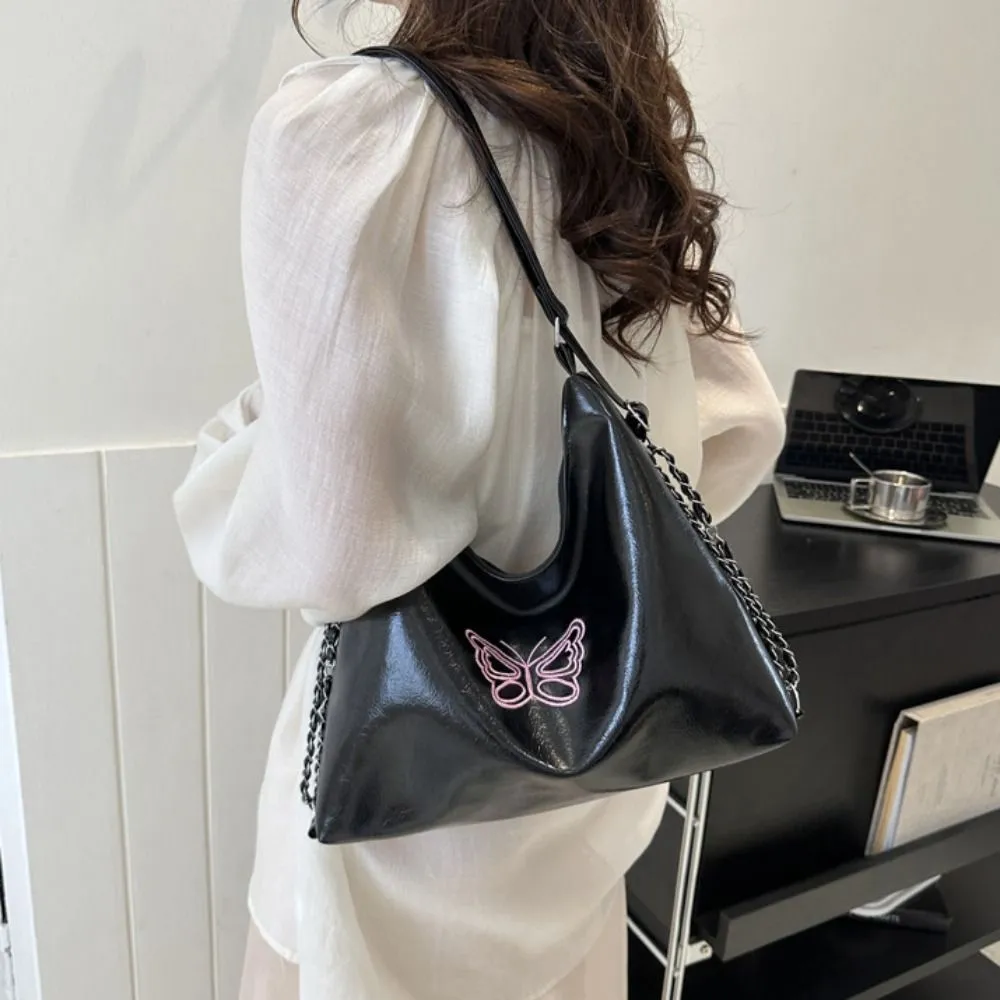 Multifunktionale PU-Lederkette Schultertasche Dual Purpose Korean Style All-Match Große Kapazität Einkaufstasche Geschenk_voghion.com