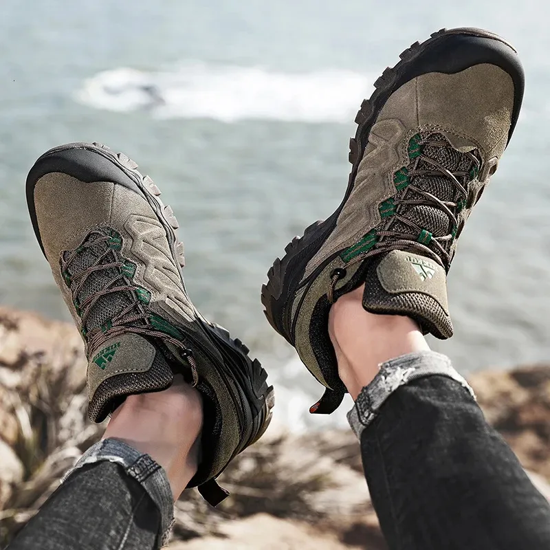 Herren Wanderschuhe Aus Leder Trekking Outdoor Kletterschuhe_voghion.com