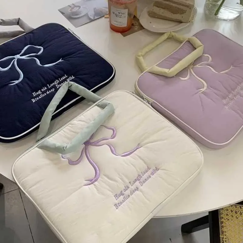 Fashion Bow Printing Nylon 13 14 15 Sleeve 10 11 9.7 inch Bag Laptop Pouch Tablet Protective CaseC24111_voghion.com