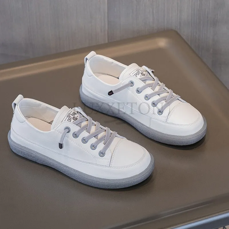 Comfortable Women's Leather Board Shoes Lightweight Flat Design_voghion.com