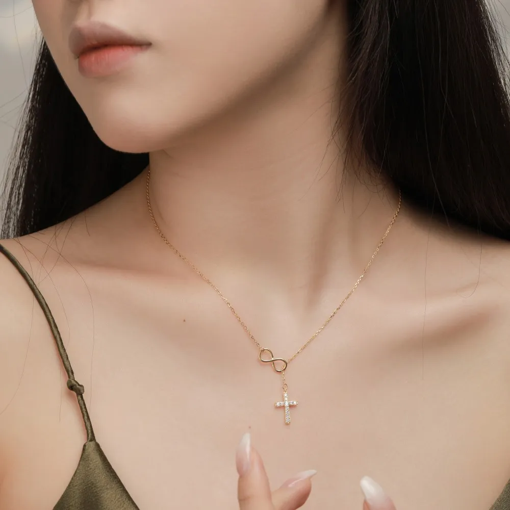 Collier en croix de couleur HX Sier, petit et micro ensemble, pendentif en zircon, chaîne personnalisée, collier tendance_voghion.com