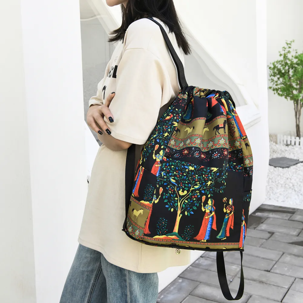 Drawstring Casual Waterproof Unisex Sports Double Shoulder Backpack Gym Dry-wet Separation Schoolbag Laptop Bookbag_voghion.com