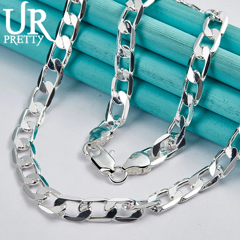Sterlingsilber Curb Kette Halskette Für Damen Und Herren_voghion.com