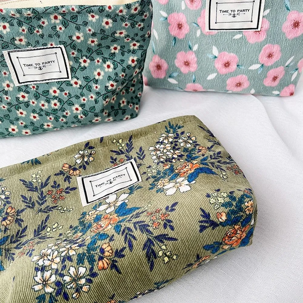 Trousse de toilette en jacquard floral, simple et tendance, grande capacité, idéale pour les voyages, les soins de la peau, les produits de toilette et le maquillage_voghion.com
