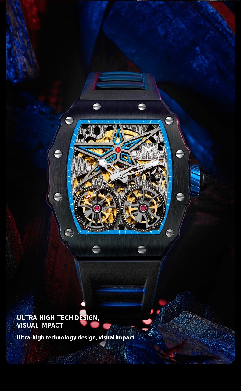 Automatic Mechanical Watch For Men With Skeleton Flywheel Design_voghion.com