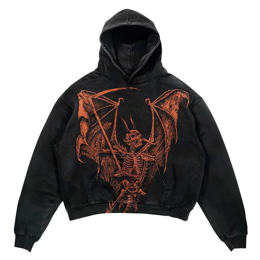 Herren-Designer-Skelett-Sweatshirts im Y2K-Stil, lockere Fleece-Kapuzenpullover für Männer und Frauen, High Street, lässige, übergroße Hoodies_voghion.com