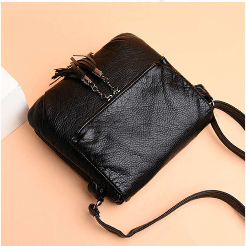 Washed Leather Small Single Shoulder 2024 Plaid Middle Aged Mum New Women's Bag_voghion.com