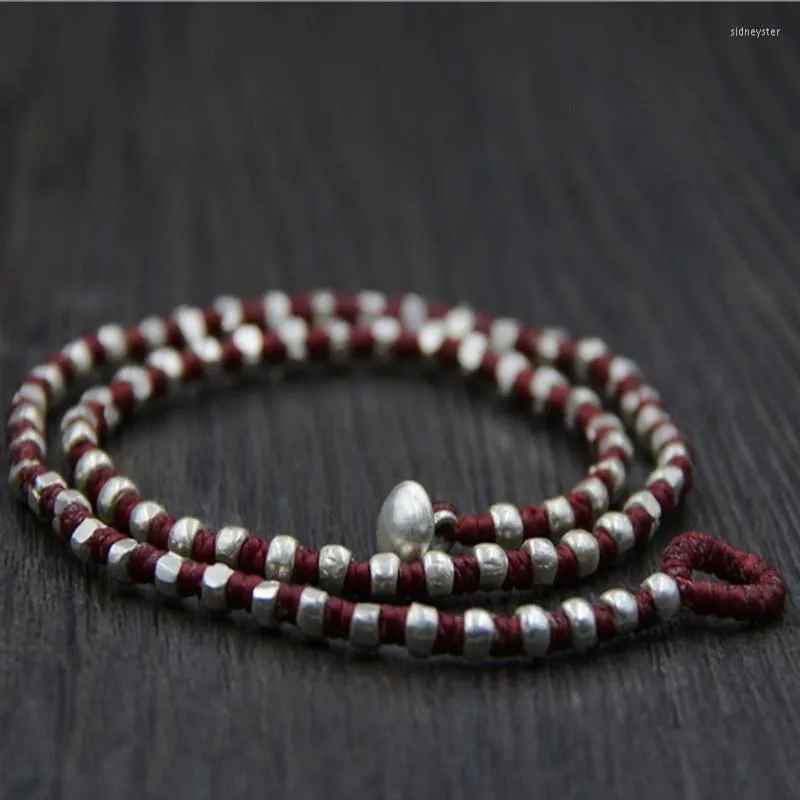 Kedjor Thailändsk Sier Handvävt Vaxrep Halsband För Kvinna S Ren Nationell Vind Nyckelbenskedja Kvinna Kvinnor_voghion.com