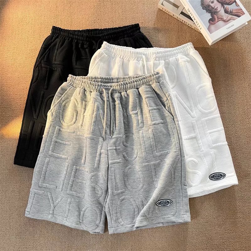Pantalones cortos deportivos rectos de espuma para hombre, estilo retro, holgados e informales, de verano_voghion.com