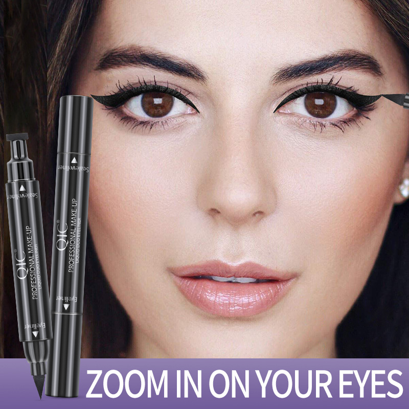 QIC makeup double head triangle wing seal eyeliner pen non smudging waterproof sweatproof Vietnam_voghion.com