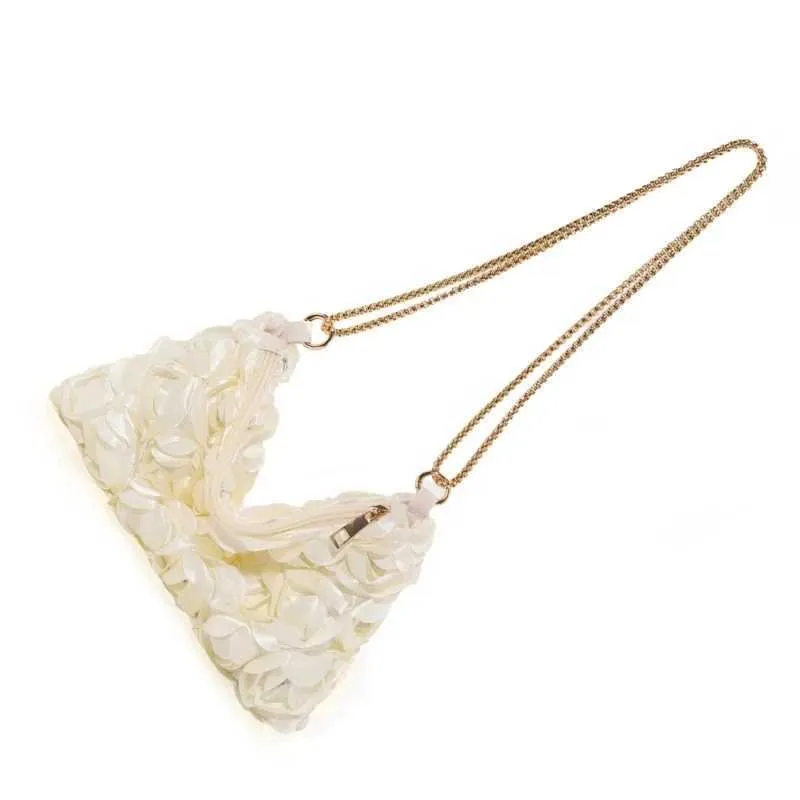 E74B 3D Rose ral Pochette de soirée pour femme en satin pailleté Sac à main bandoulière Sac à main avec chaîne pour fêtes de mariage_voghion.com