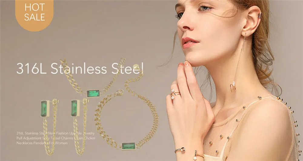 Retro Necklace And Earrings Set With Emerald Green Zircon Stone_voghion.com