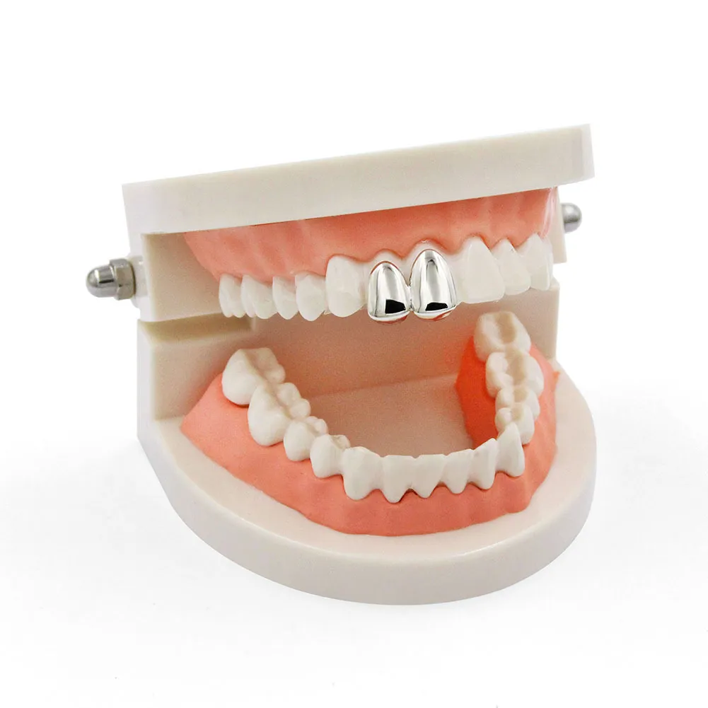 Grillz din aur real, bretele, simplu, punk, hip hop, dublu, dinți dentari, gura Fang, grilă de dinți, capac pentru cosplay, Halloween, costum_voghion.com