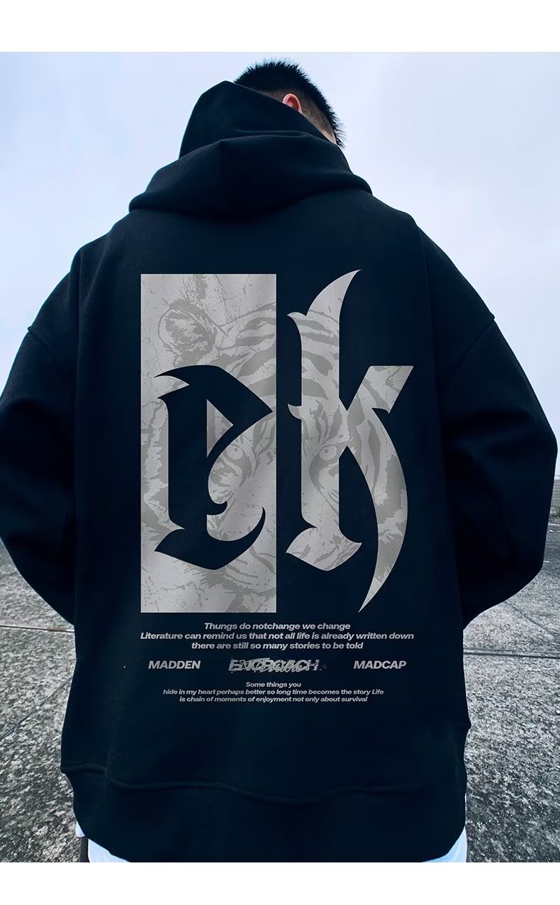 Dünne, lockere Strickjacke der Trendmarke, molliger Trend mit zusätzlichem Fett, Kapuzenpullover in Übergröße für Frühling und Herbst für Männer_voghion.com