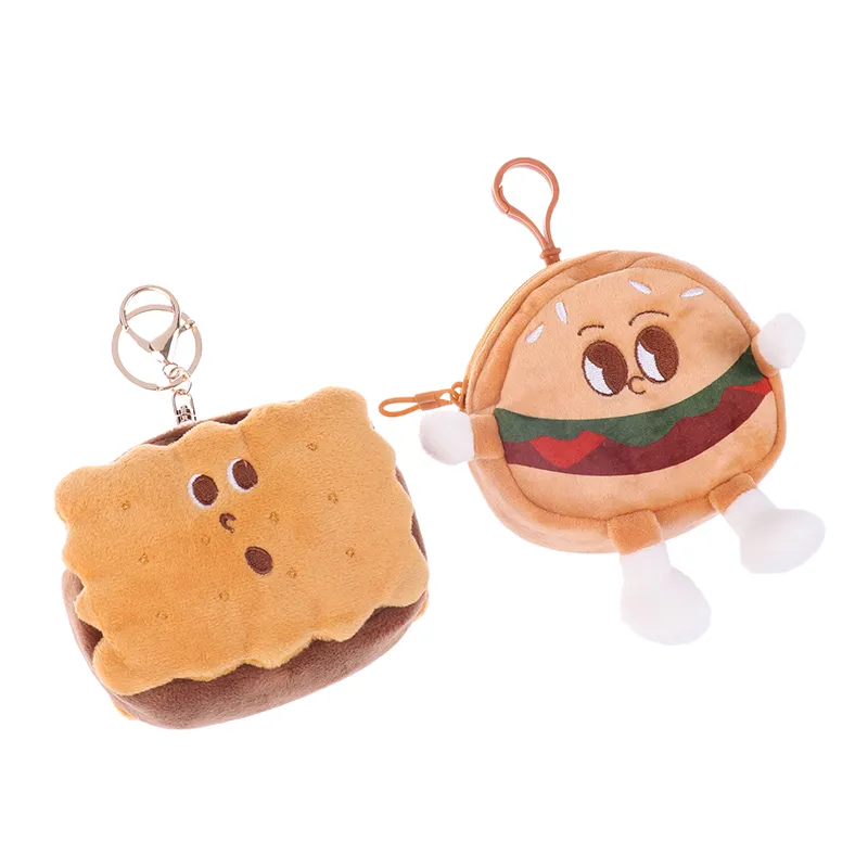 Cute Hamburger Biscuit Coin Purse Plush Cake Headphone Organizer B Keys Cards Store Bs Kids Birthday Gifts_voghion.com