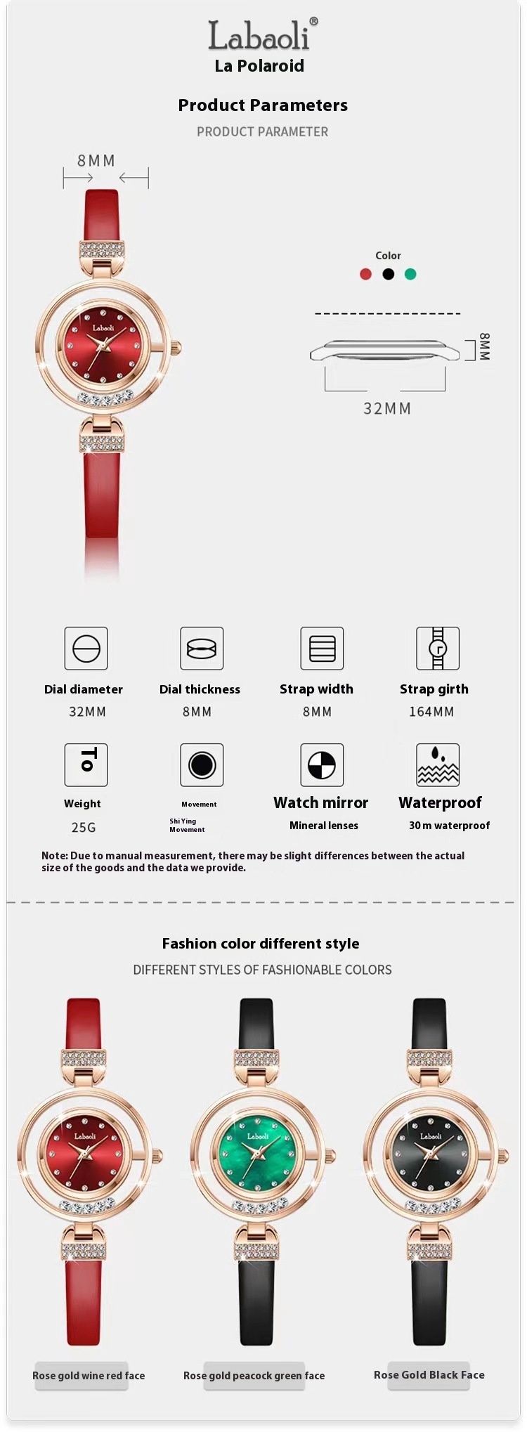 Orologio Labaoli Lapoli, Lusso leggero e Design di nicchia, Orologio da donna in vera pelle Happy Diamond Fashion_voghion.com