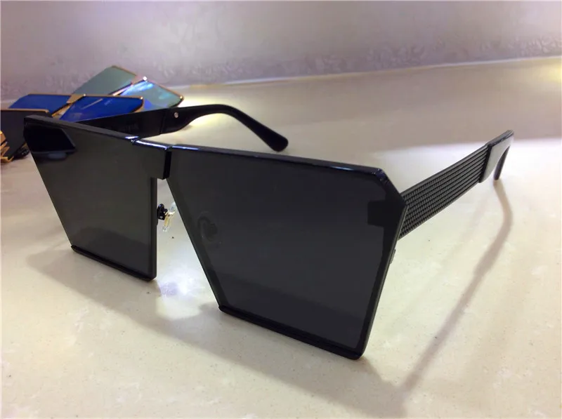Designer Men's Square Sunglasses Oversized Shiny Mirror Lens Style_voghion.com
