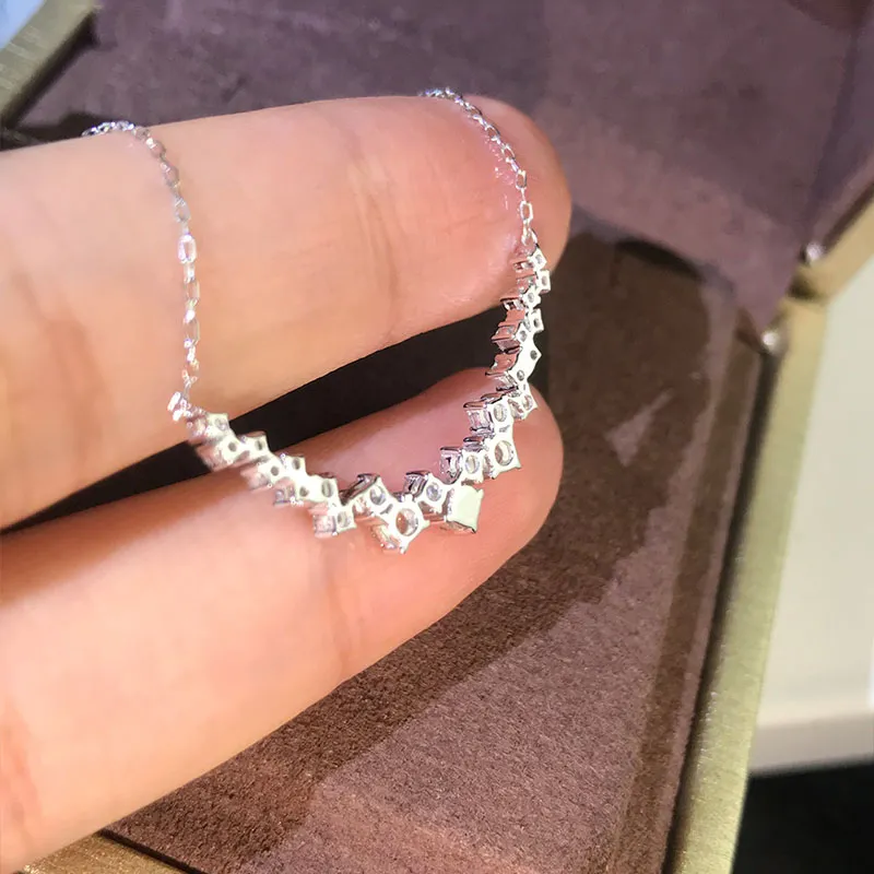 Colliers pendentifs CAOSHI Collier pour femme pour fiançailles Bijoux de mariage avec une rangée de cristal brillant Élégant Femme_voghion.com
