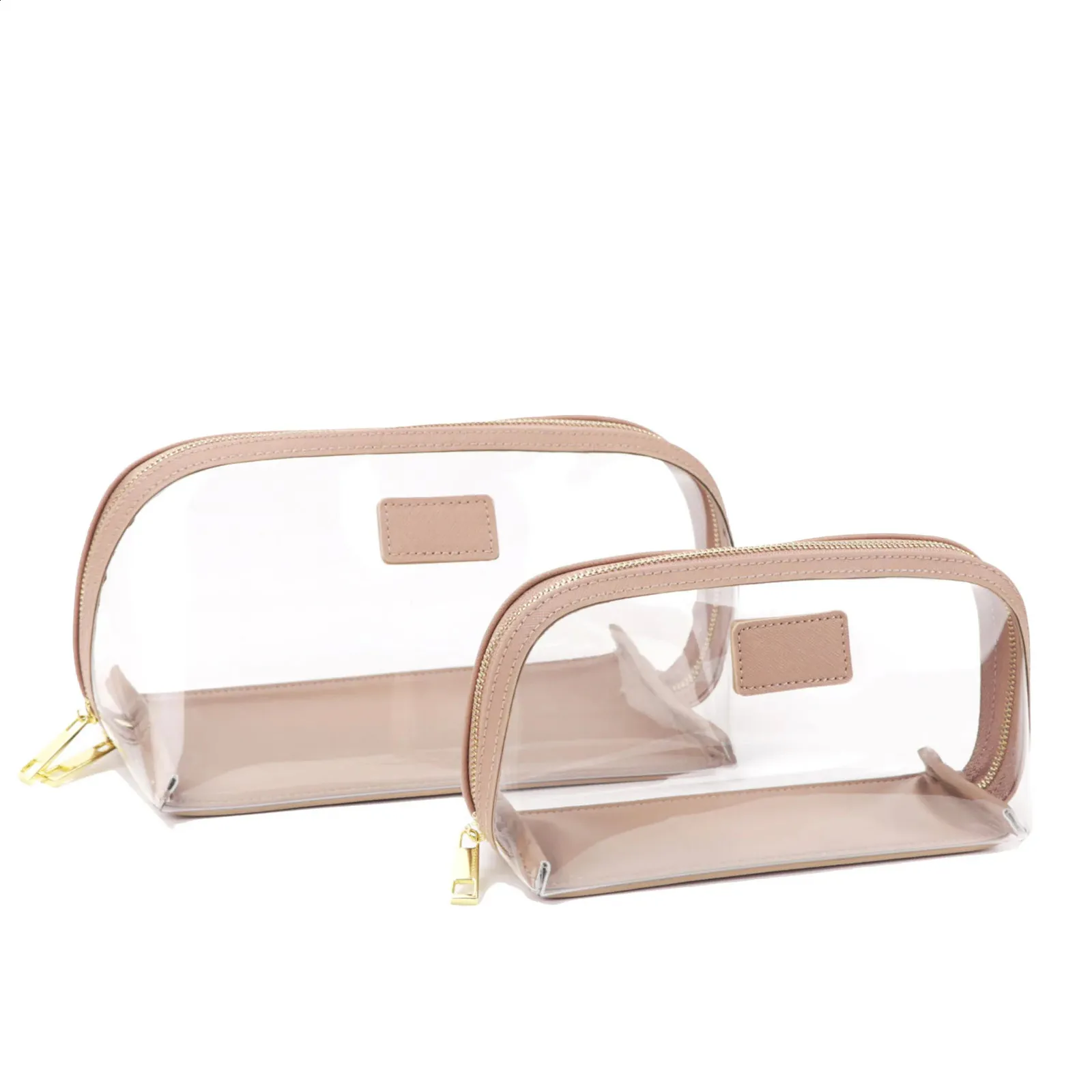 Set da viaggio in vera pelle personalizzato, porta pennelli da trucco impermeabile, borsa cosmetica portatile in PVC trasparente TPU 240805_voghion.com