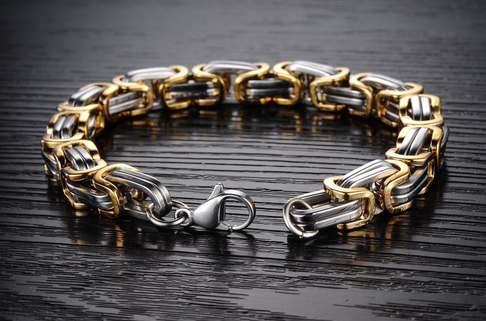Bracciale imperiale in acciaio al titanio da uomo alla moda prepotente Bracciale imperiale Bracciale cubano con fibbia quadrata in acciaio inossidabile_voghion.com