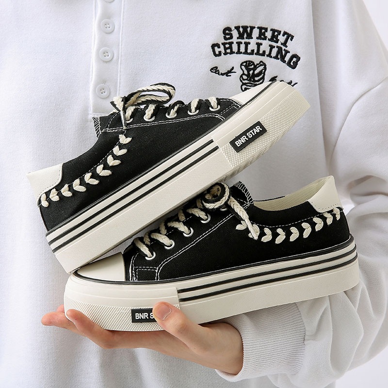 Canvas Damenschuhe, Ins Wind Tide Studentinnenschuhe, Herbst und Sommer Hunderte von Nischendesign Mode Vielseitig_voghion.com
