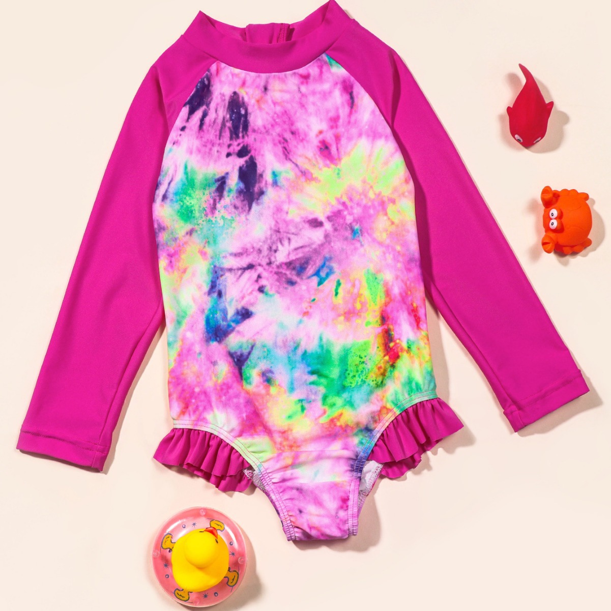 Mother&Kids Children's swimsuit Summer little girl long sleeve one-piece swimsuit cute girl sunscreen hot spring clothing_voghion.com