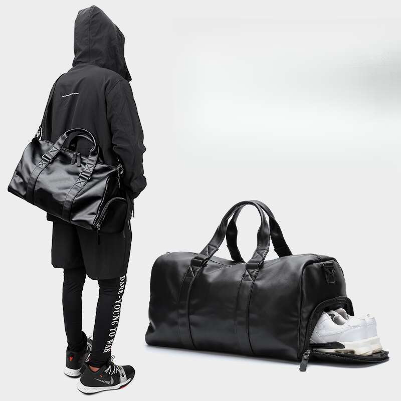 Bolso deportivo para hombre, bolso de viaje informal y moderno, bolso deportivo de cuero resistente a la humedad._voghion.com