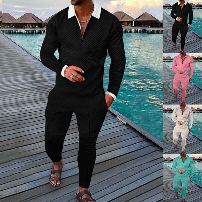 Men’s Clothing Long Sleeved Trousers Two Piece Sports Casual Suit