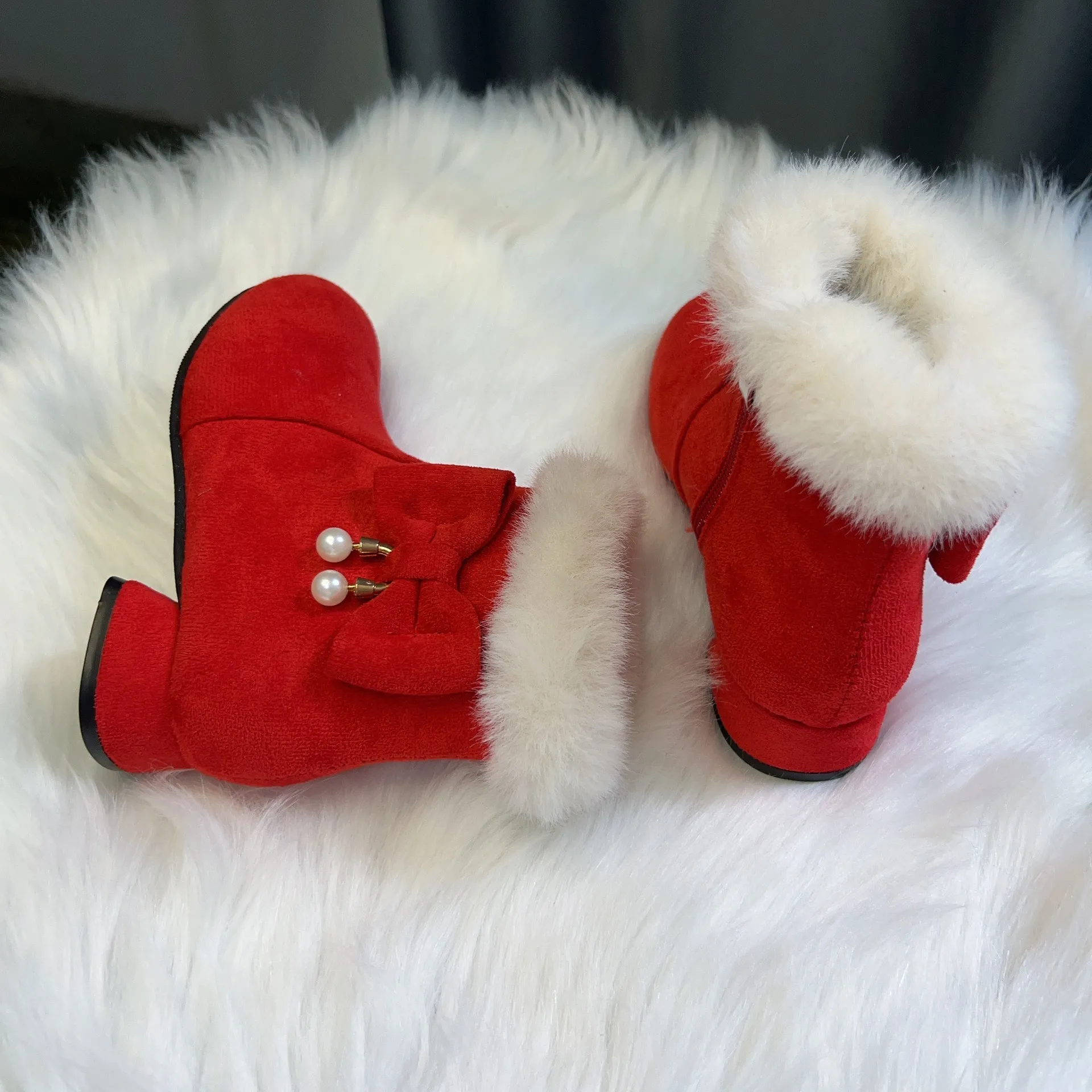 Rot Schwarz Mädchen Schnee Winter Bequem Dicke Warme Mädchen Kinder Kleinkind Happysteps Kinder Wildleder Kurze Outdoor Stiefel Größe_voghion.com