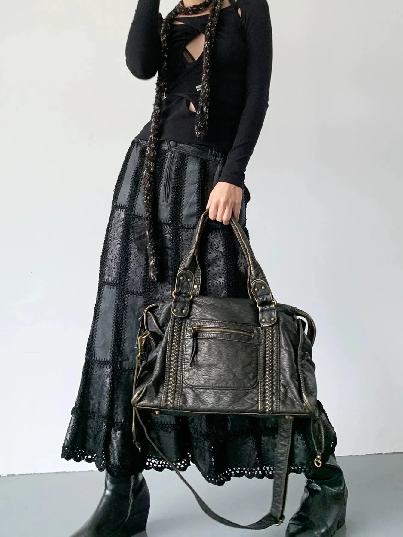 Fashion Punk Grunge Shoulder Bag Vintage Aesthetic Y2k Tote Bag_voghion.com
