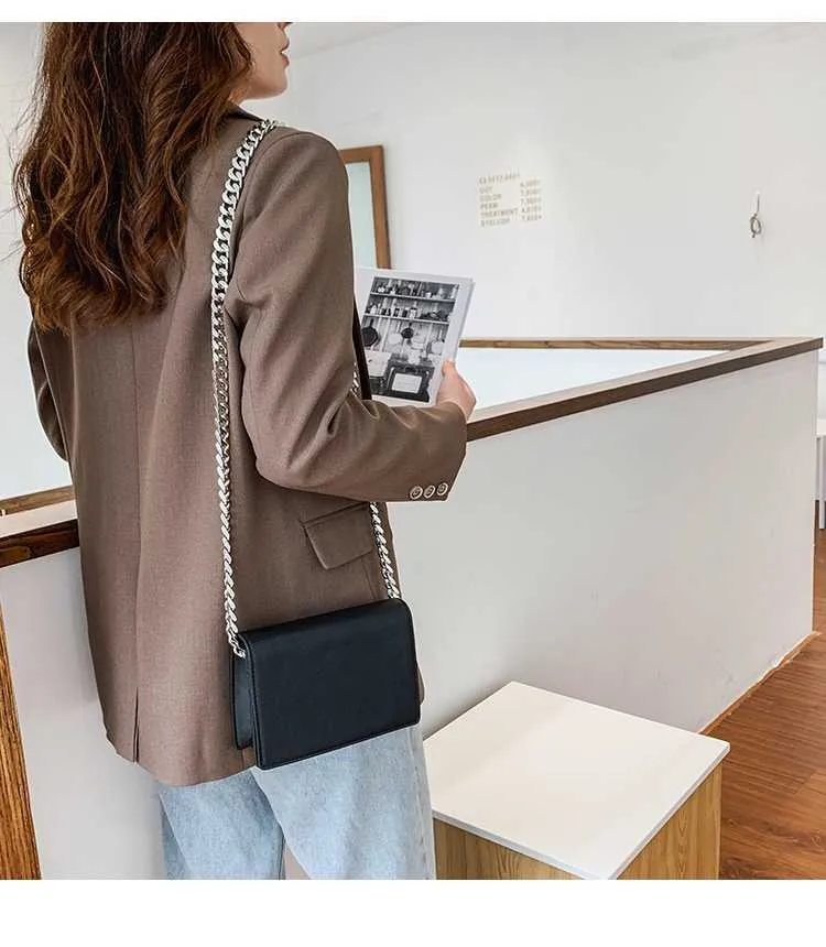 Modische Damen Umhängetasche Mit Kettengriff In Schwarz_voghion.com