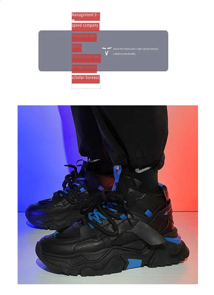 Chunky Dad Sneakers Men Breathable Lace-up Platform Running Shoes_voghion.com