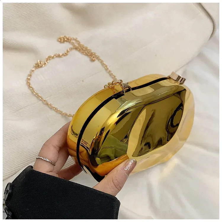 Pochette da sera dorata con catena per donna borsa da matrimonio_voghion.com