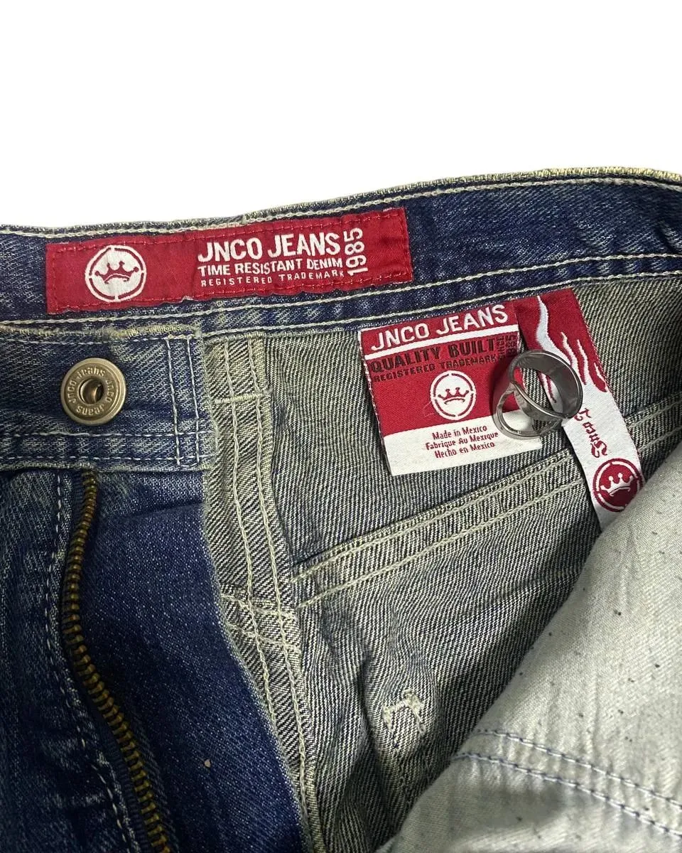 Pantaloncini da uomo Hommes Pantaloni casual Denim Baggy Jeans corti Vestiti Jort 2024 JORTS JNCOS 2000s Cargo Gym Jinco Men JNCO_voghion.com