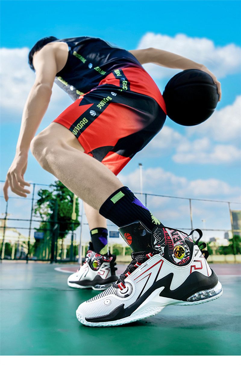 Air cushion high top basketball shoes men's mesh breathable professional training game sneakers trend_voghion.com