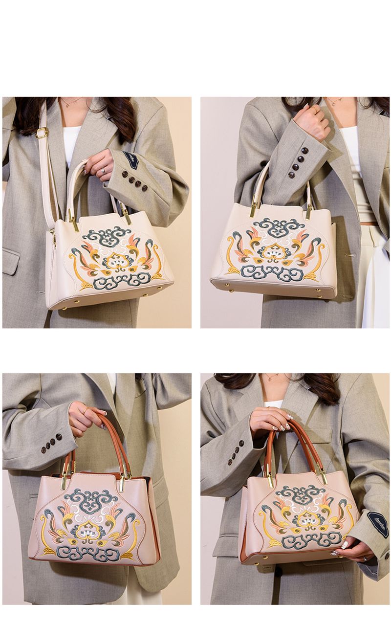 Ledertasche Mode Nationalstil Stickerei Handtasche Textur Licht Luxus Umhängetasche elegantes Temperament einfache_voghion.com