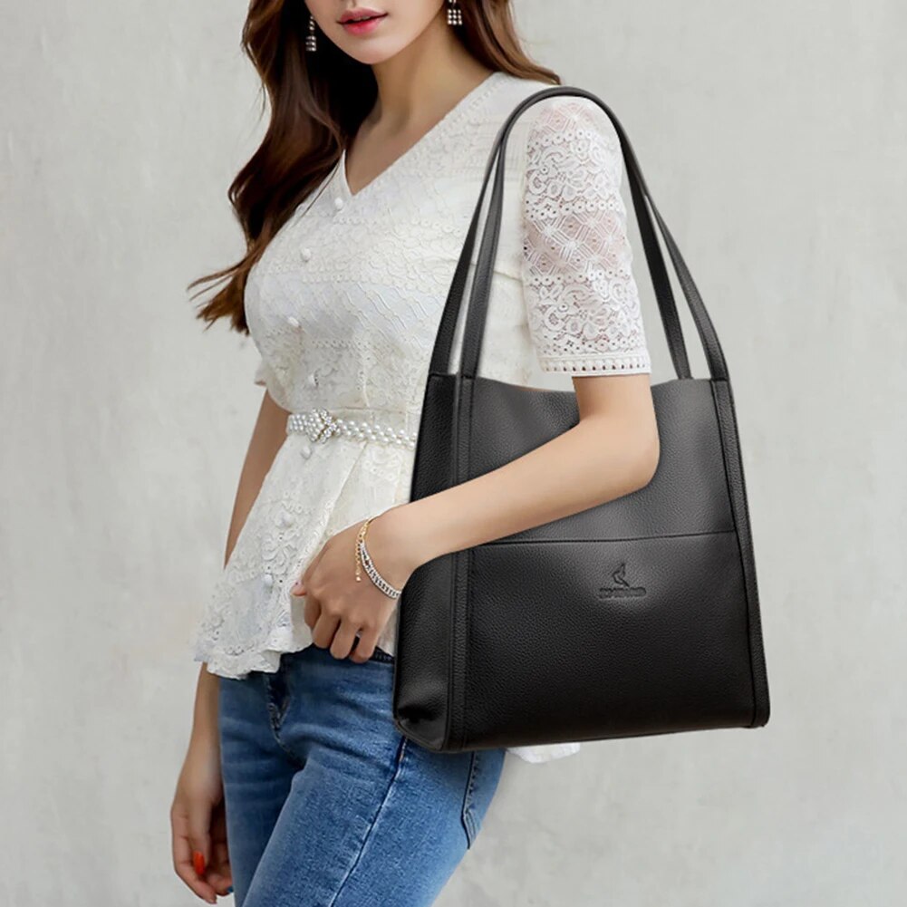 Borsa da donna in PU con cerniera Borsa casual Borsa a tracolla semplice in pelle Borsa versatile Borsa shopper_voghion.com