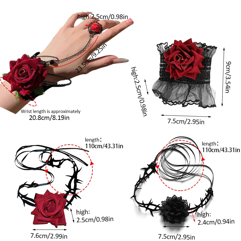 Gothic Rose Flower Bangle Bracelet Vintage Style For Women_voghion.com