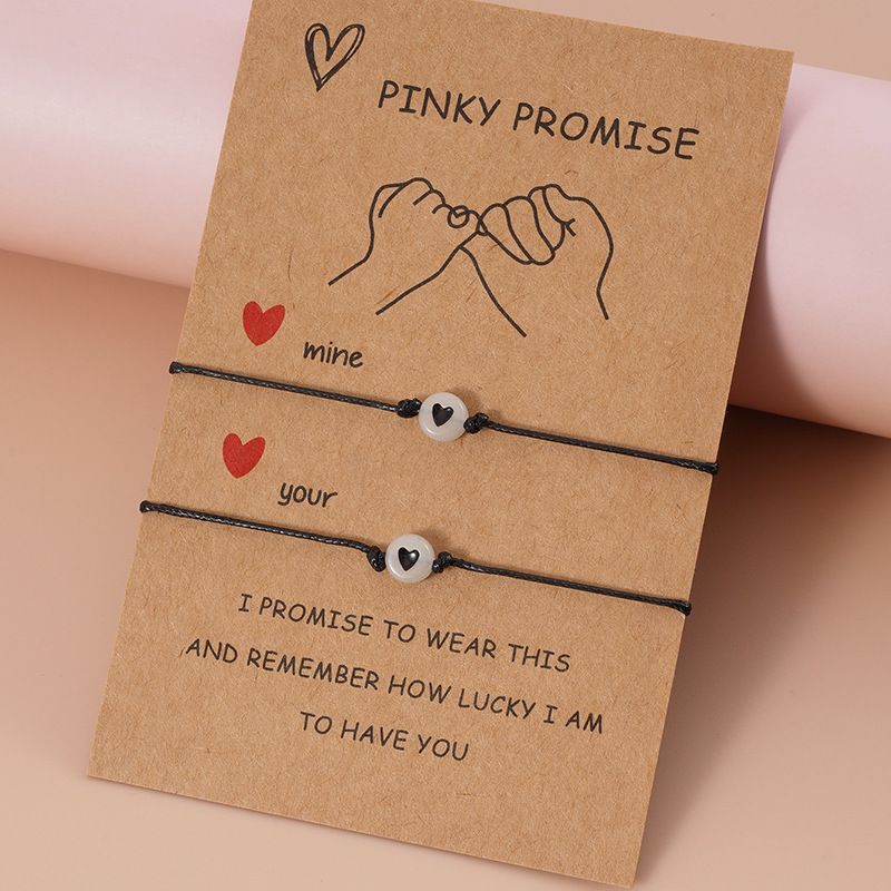 Nuovo semplice luminoso amore fortunato perlina amicizia coppia tirare gancio carta braccialetto regolabile mano corda_voghion.com